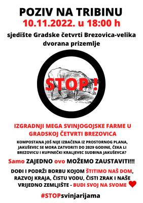 POZIV NA TRIBINU - BREZOVICA